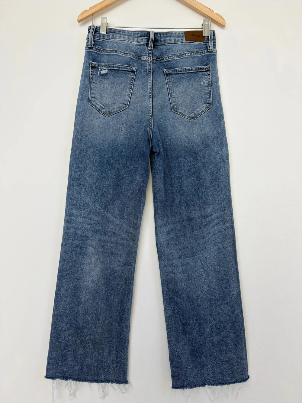 Hidden Jeans High Rise Wide Leg Distressed Raw Hem Denim